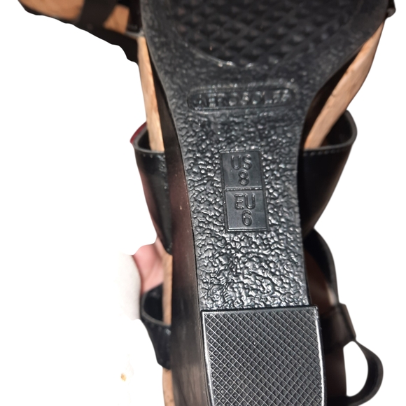 AEROSOLES Black and Brown Strappy Wedges - Picture 2 of 9